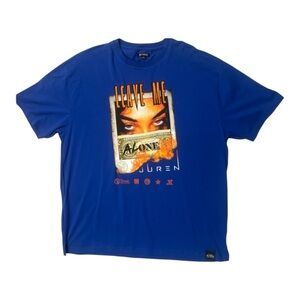 Sz 3x Blue 'Leave Me Alone' Graphic Tee
